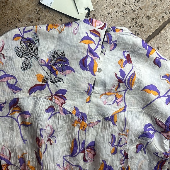 Zadig & Voltaire Rivage Jac Cut Gem Jewel Sparkly Flowers Silk-Blend Dress NWT S - Picture 10 of 13